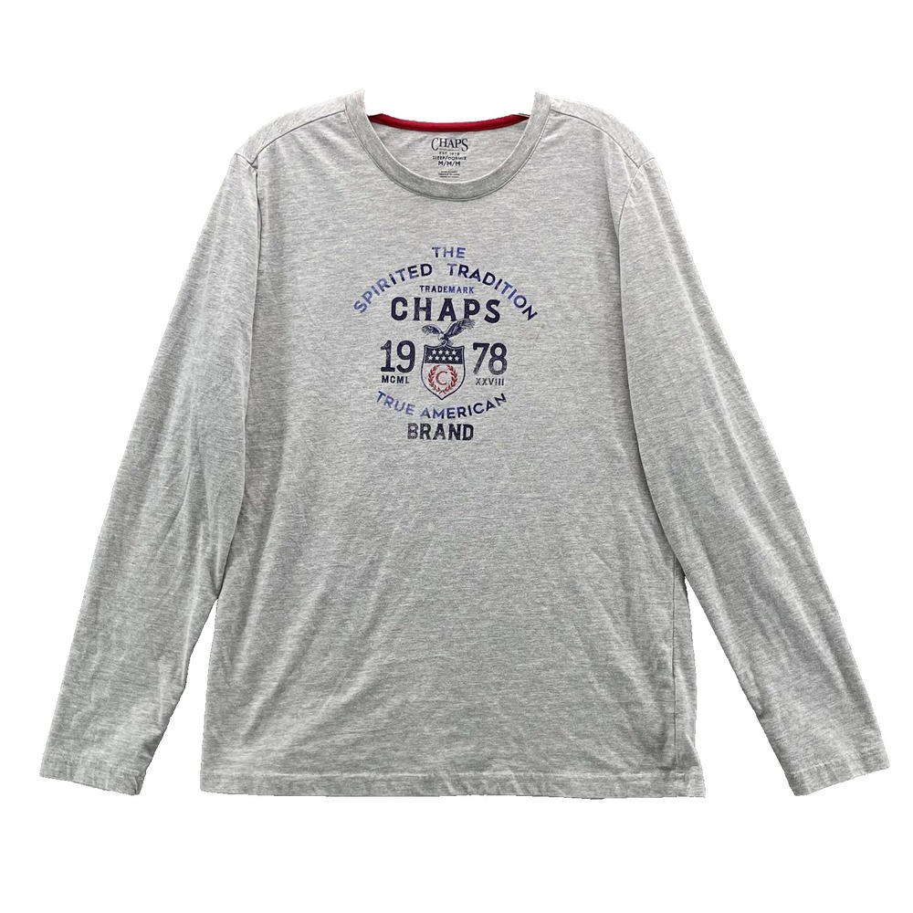 Chaps Ralph‎ Lauren T-Shirt Men Medium Gray Preppy Sleepwear Travel Pajamas